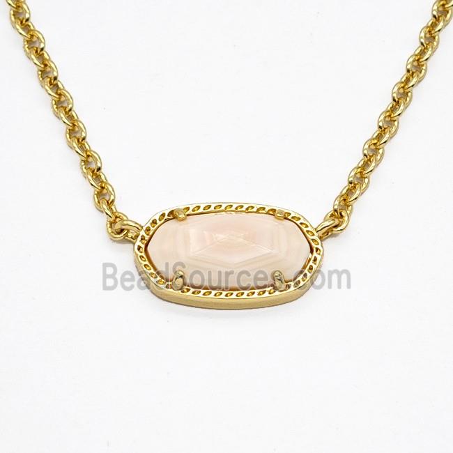 Pink Queen Shell Copper Necklace Gold Plated