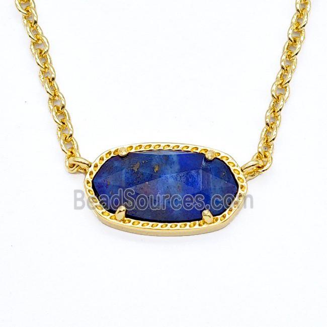 Blue Lapis Lazuli Copper Necklace Gold Plated