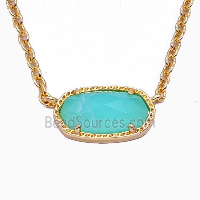 Green Chrysoprase Copper Necklace Gold Plated