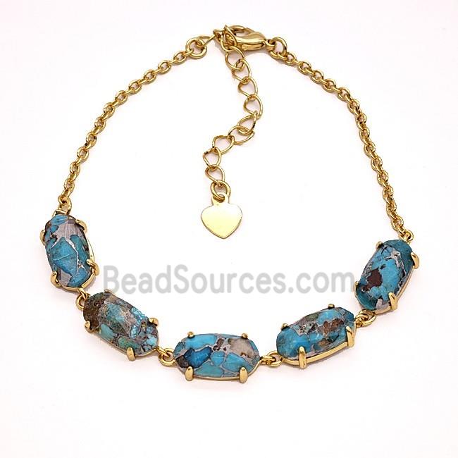 Mosaic Turquoise Copper Bracelet Gold Plated