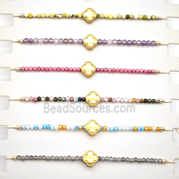Gemstone Bracelet With Clover Mixed