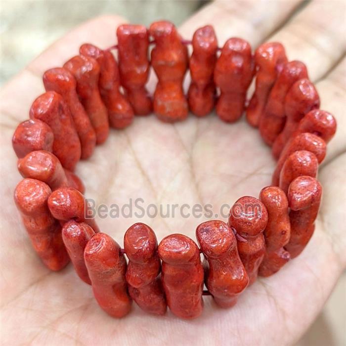 Red Coral Stick Bracelets Dye Stretchy