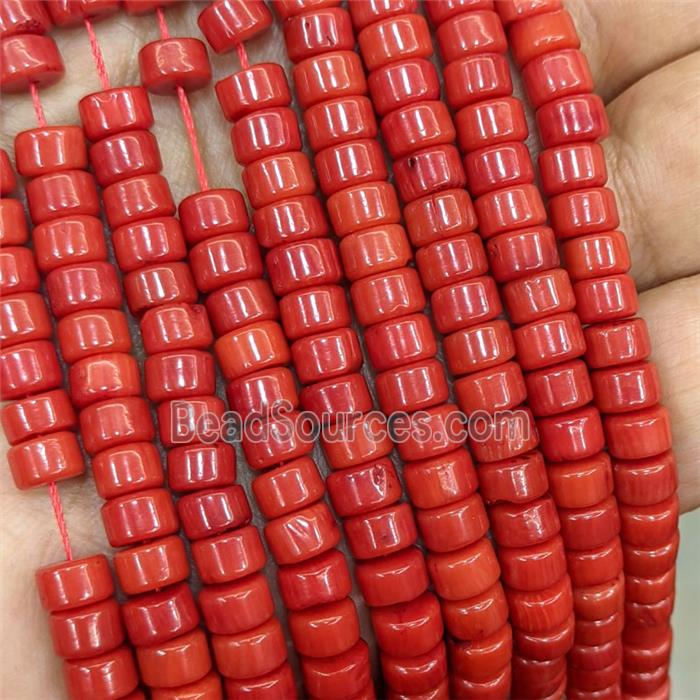 Natural Coral Heishi Beads Red Dye
