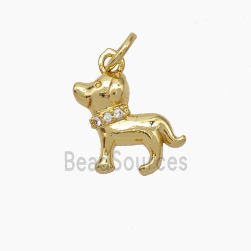 Copper Dog Pendant Pave Zirconia Gold Plated