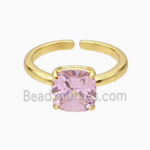 Copper Ring Pave Pink Zirconia Gold Plated