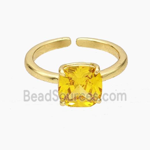 Copper Ring Pave Golden Zirconia Gold Plated