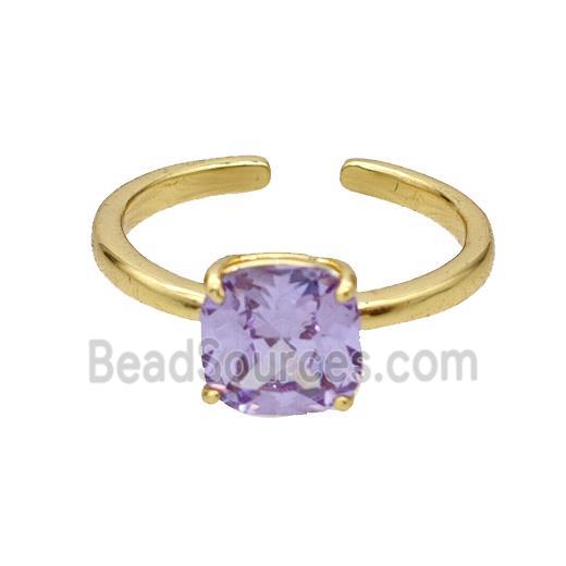 Copper Ring Pave Purple Zirconia Gold Plated