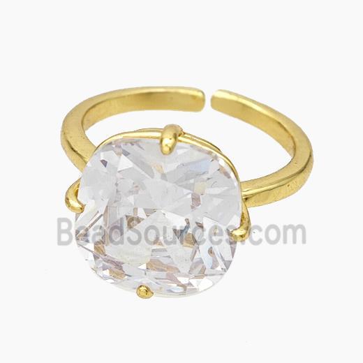 Copper Ring Pave White Zirconia Gold Plated