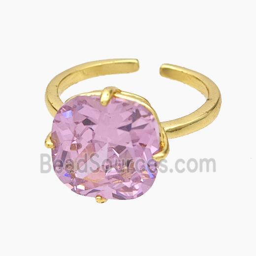 Copper Ring Pave Pink Zirconia Gold Plated