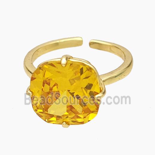 Copper Ring Pave Golden Zirconia Gold Plated