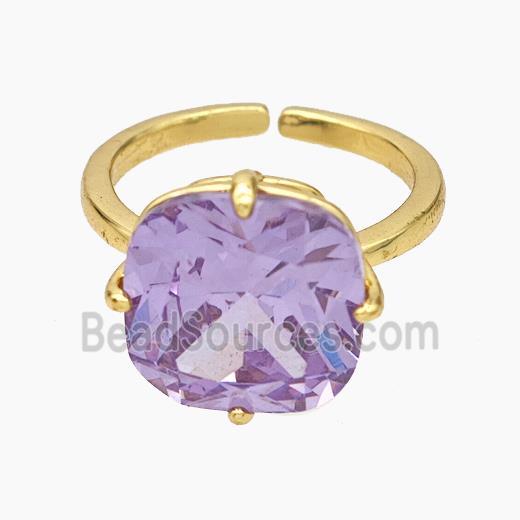 Copper Ring Pave Purple Zirconia Gold Plated