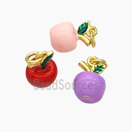 Copper Apple Pendant Enamel Gold Plated Mixed