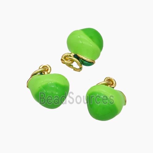Copper Pear Charms Pendant Green Enamel Gold Plated