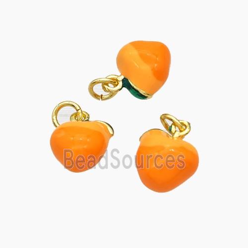 Copper Pear Charms Pendant Ornage Enamel Gold Plated