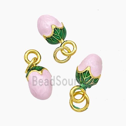 Copper Mango Pendant Pink Enamel Gold Plated