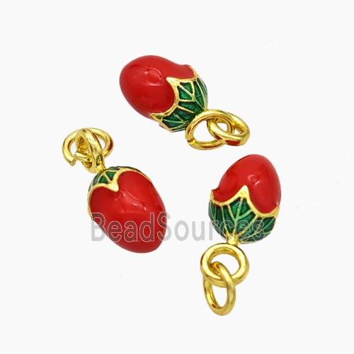 Copper Mango Pendant Red Enamel Gold Plated