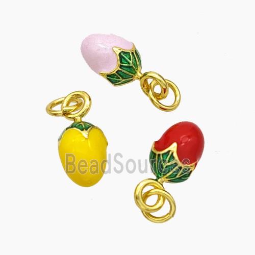 Copper Mango Pendant Enamel Gold Plated Mixed