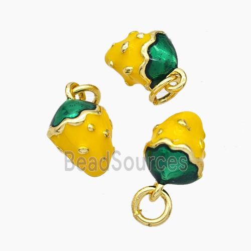 Copper Strawberry Pendant Yellow Enamel Gold Plated