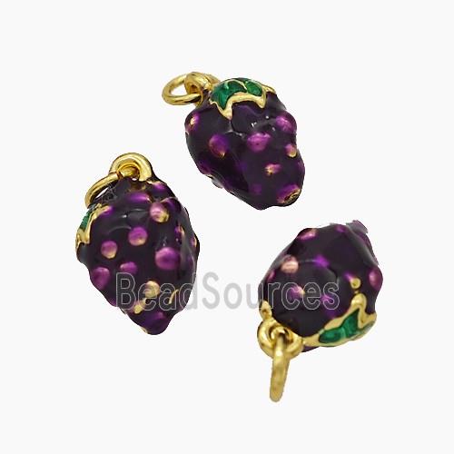 Copper Strawberry Pendant Purple Enamel Gold Plated