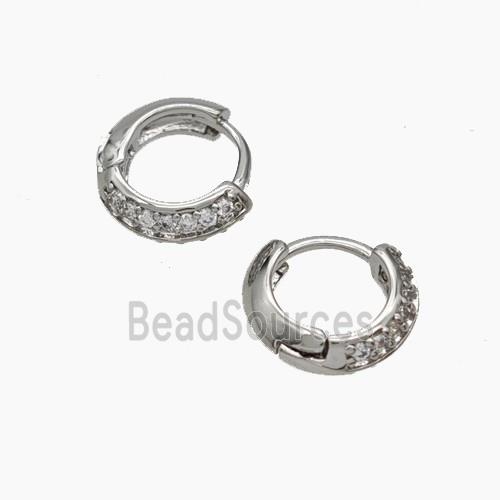 Copper Hoop Earrings Micropave Zirconia Platinum Plated