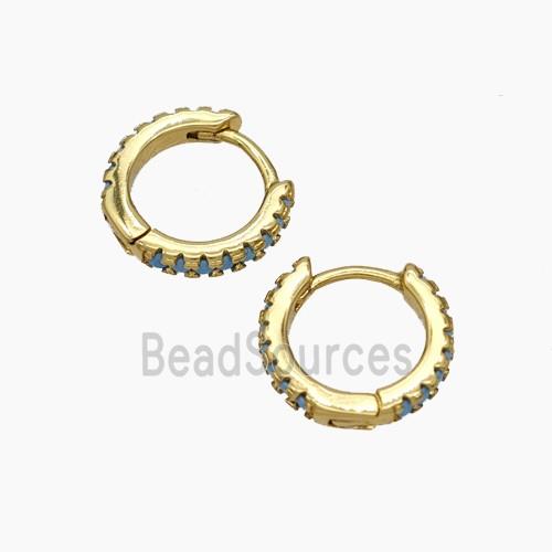 Copper Hoop Earrings Micropave Zirconia Gold Plated
