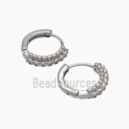 Copper Hoop Earrings Micropave Zirconia Platinum Plated