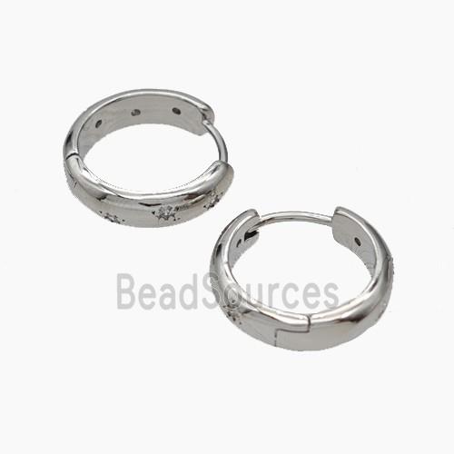 Copper Hoop Earrings Micropave Zirconia Platinum Plated