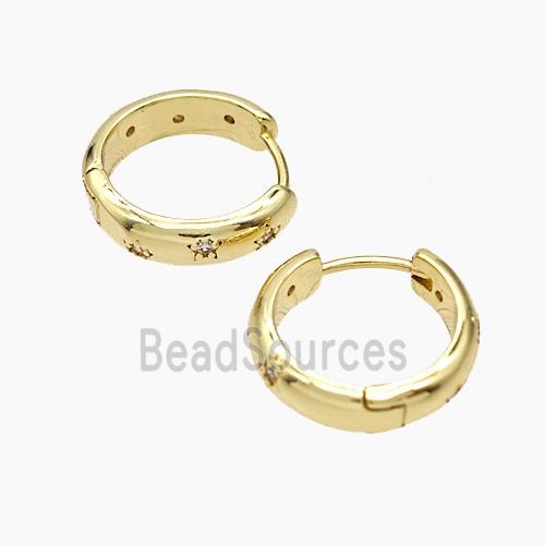 Copper Hoop Earrings Micropave Zirconia Gold Plated