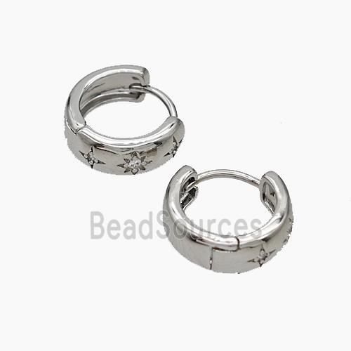 Copper Hoop Earrings Micropave Zirconia Platinum Plated