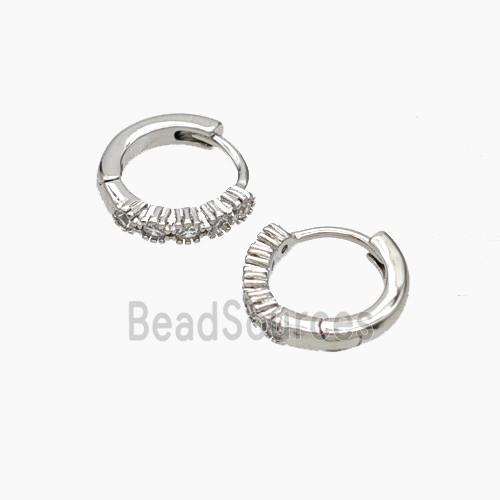 Copper Hoop Earrings Micropave Zirconia Platinum Plated