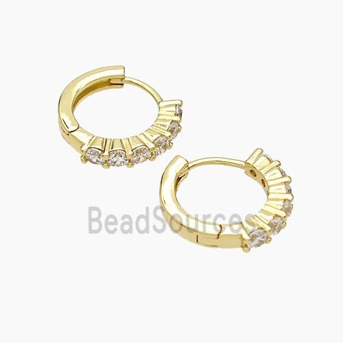 Copper Hoop Earrings Micropave Zirconia Gold Plated