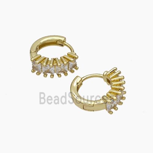 Copper Hoop Earrings Micropave Zirconia Gold Plated