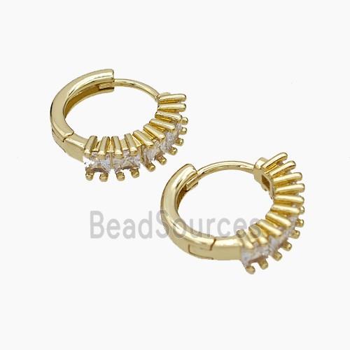 Copper Hoop Earrings Micropave Zirconia Gold Plated