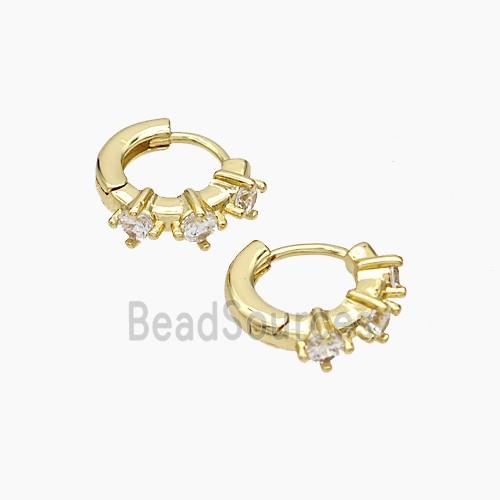 Copper Hoop Earrings Micropave Zirconia Gold Plated