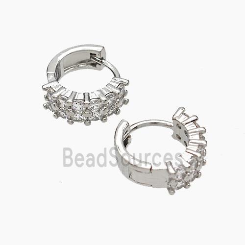 Copper Hoop Earrings Micropave Zirconia Platinum Plated