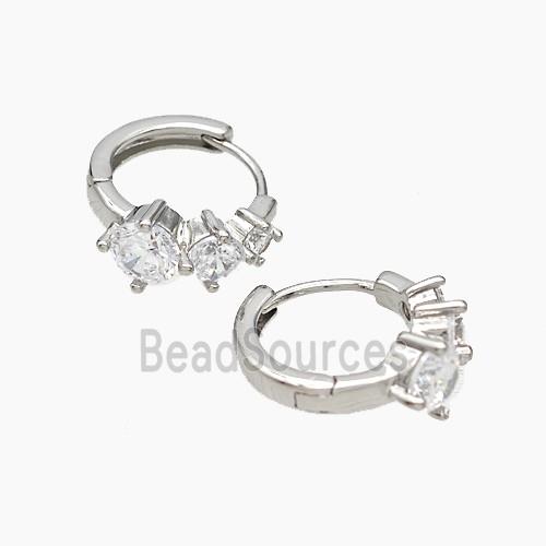 Copper Hoop Earrings Micropave Zirconia Platinum Plated