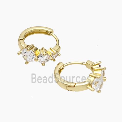 Copper Hoop Earrings Micropave Zirconia Gold Plated