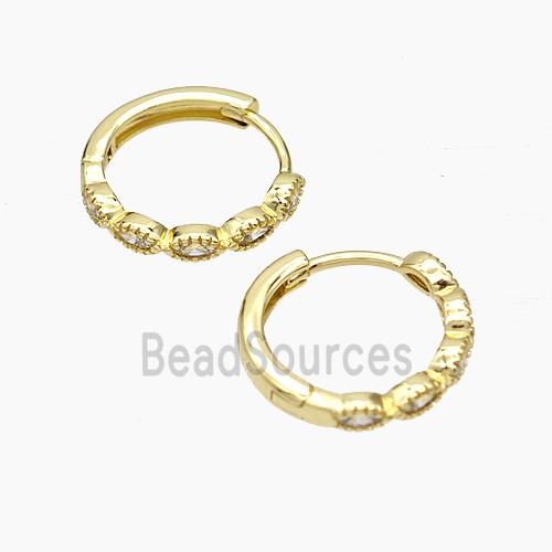 Copper Hoop Earrings Micropave Zirconia Gold Plated