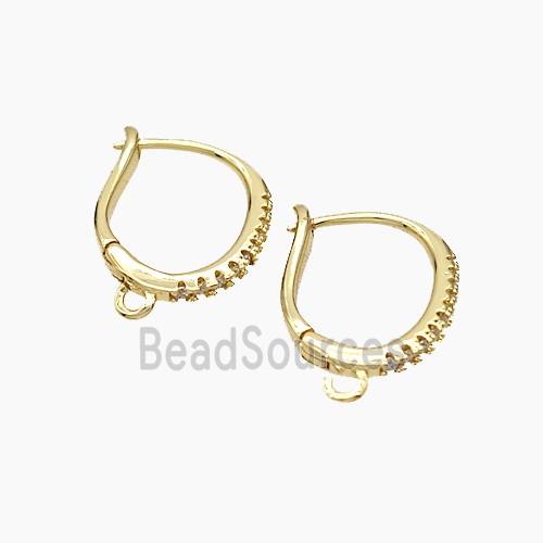 Copper Latchback Earrings Micropave Zirconia Gold Plated