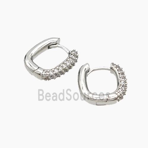 Copper Latchback Earrings Micropave Zirconia Platinum Plated