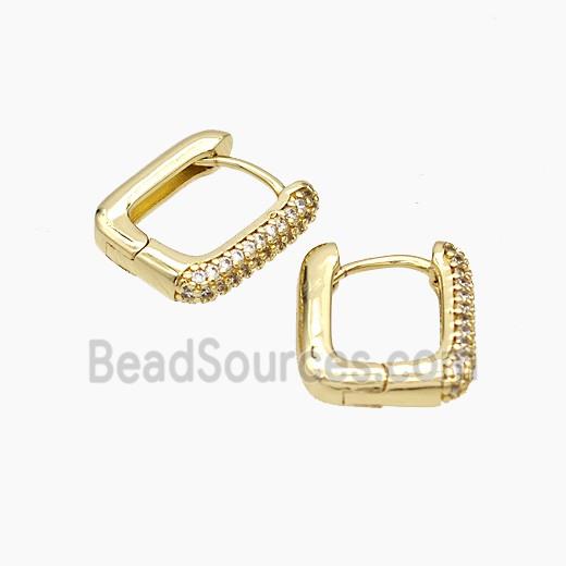 Copper Latchback Earrings Micropave Zirconia Gold Plated