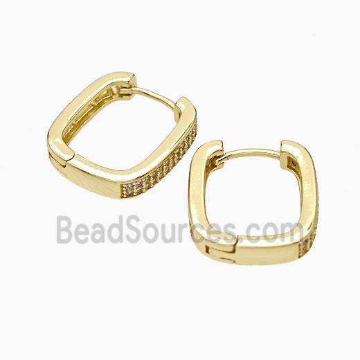 Copper Latchback Earrings Micropave Zirconia Gold Plated