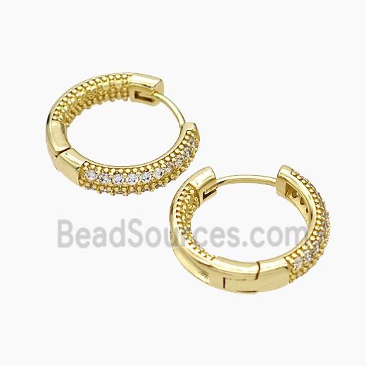 Copper Hoop Earrings Micropave Zirconia Gold Plated