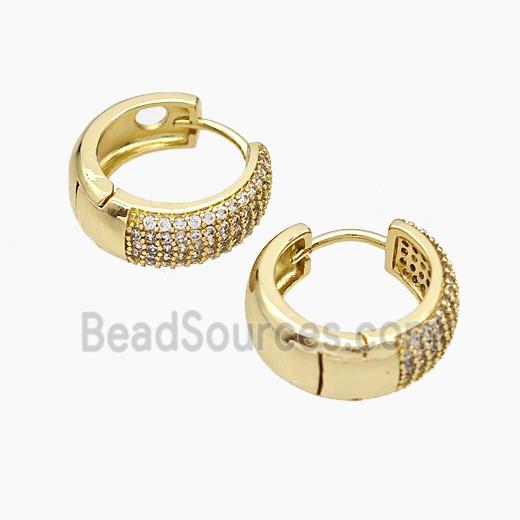 Copper Hoop Earrings Micropave Zirconia Gold Plated