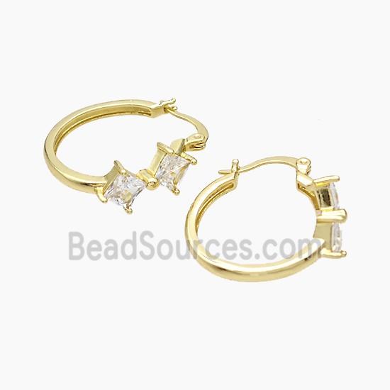 Copper Leaveback Earrings Pave Zirconia Gold Plated