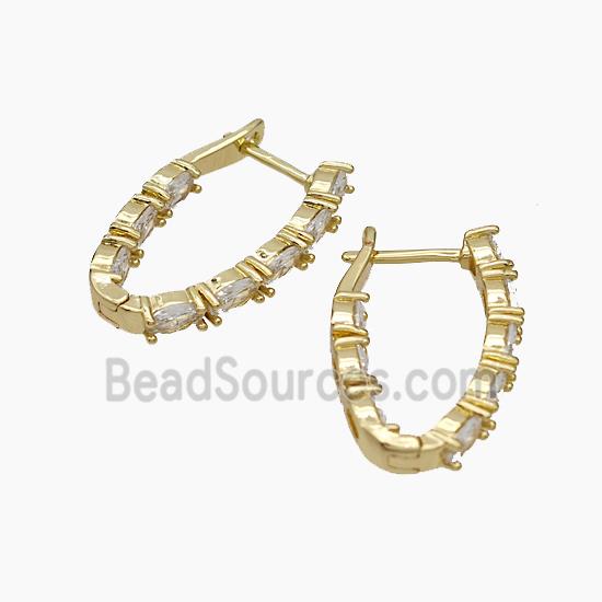 Copper Latchback Earrings Pave Zirconia Gold Plated