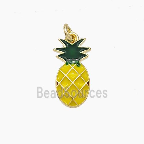 Copper Pineapple Pendant Yellow Enamel Gold Plated