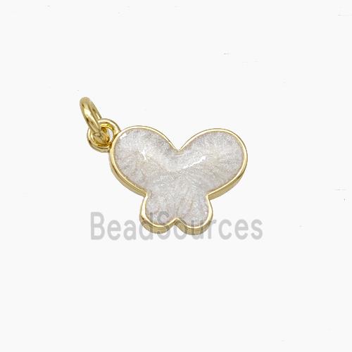 Copper Butterfly Pendant White Painted Gold Plated