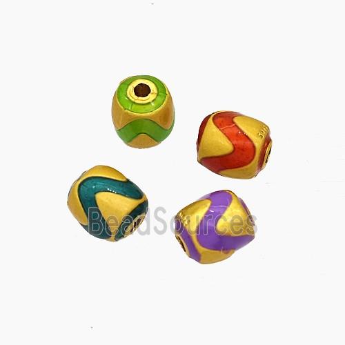 Enamel Copper Bead, Gold Plated