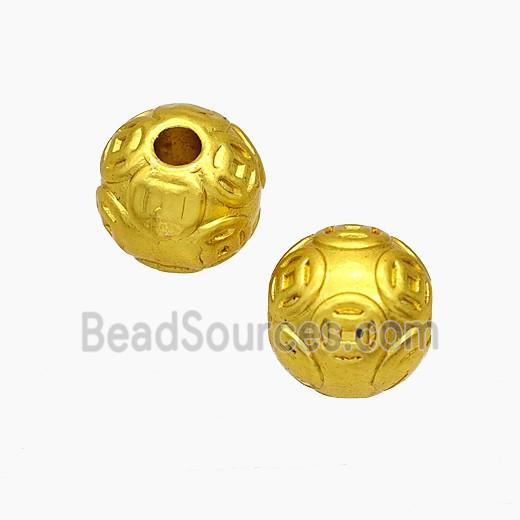 Copper Round Beads Large Hole Gold Plated